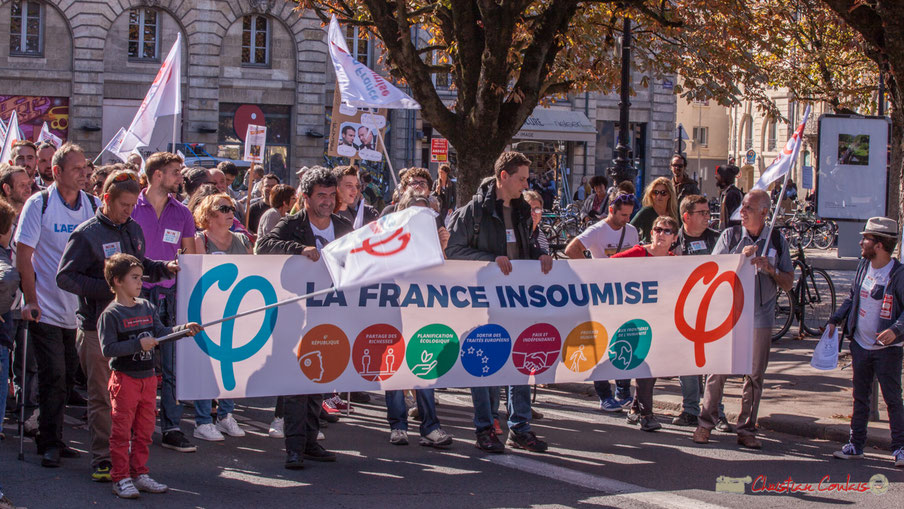 La France Insoumise, en fin du cortège intersyndical de la Fonction publique, Place Gambetta, Bordeaux. 10/10/2017