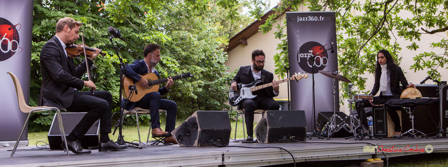 Nicolas Saez Quartet : Nicolas Frossard, Nicolas Saez, Julien Cridelause, Sabrina Romero; Festival JAZZ360, Château Duplessy, Cénac. Lundi  10 juin 2019