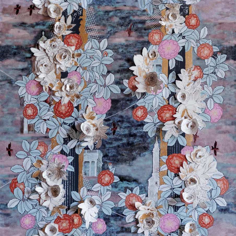 "Rosa. La città mutevole", modulo di ripetizione, polimaterico, cm 100x100, 2022