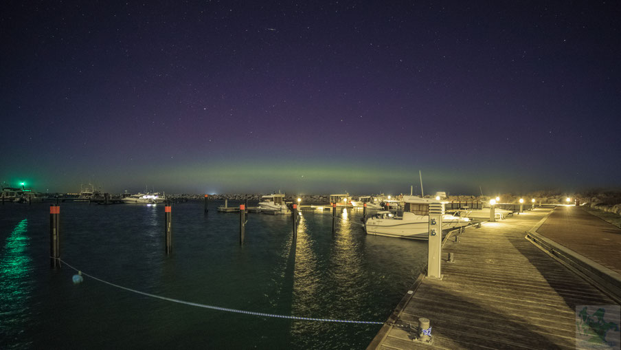Hafen Glowe mit Nordlicht 14/15.1.22