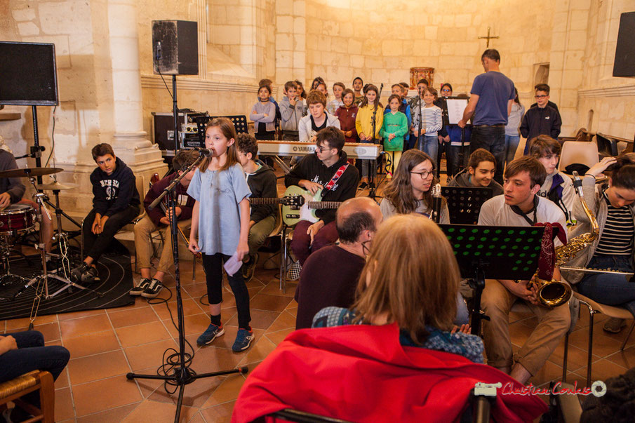 Festival JAZZ360 2019; Chorale des T.A.P. de Cénac, des CM1-CM2 de Quinsac, des CE2-CM du Tourne, et le Big Band de la classe jazz du collège de Monségur.