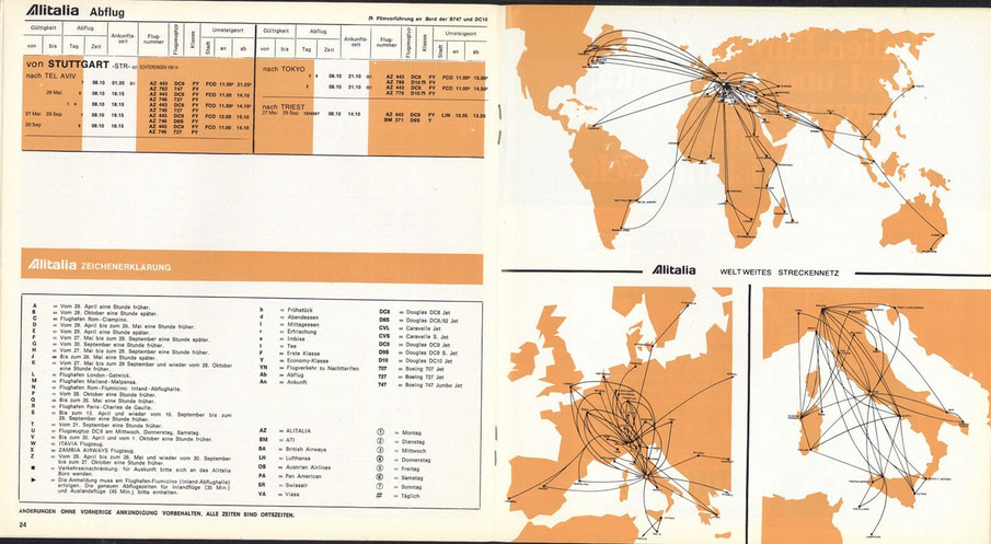 Alitalia/ATI - rete dei collegamenti nazionali e internazionali del 1979