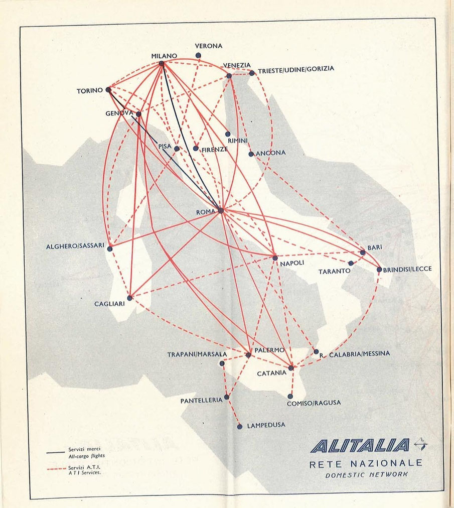 Orario ufficiale Alitalia 1969 - Credit: airline timetable images