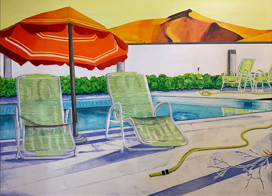 Poollandschaft Öl auf Leinwand, 100 x 140 cm, 2023