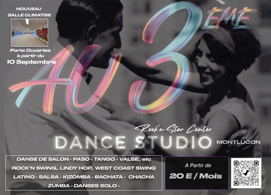 APPRENDER A DANSER, Cours de danses a montlucon, AU3eme Dance studio, Rock, swing, LindyHop, West Coast Swing, Danses de Salon, Paso, tango, valse, salsa, bachata, kizomba, Latino, zumba, solo dance, enfants adultes  