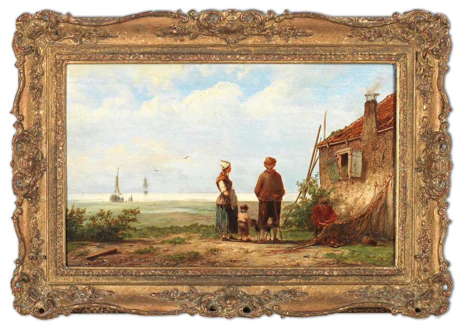 te_koop_aangeboden_een_schilderij_met_een_kust_tafereel_van_de_schilder_johannes_hermanus_barend_koekkoek_1840-1912