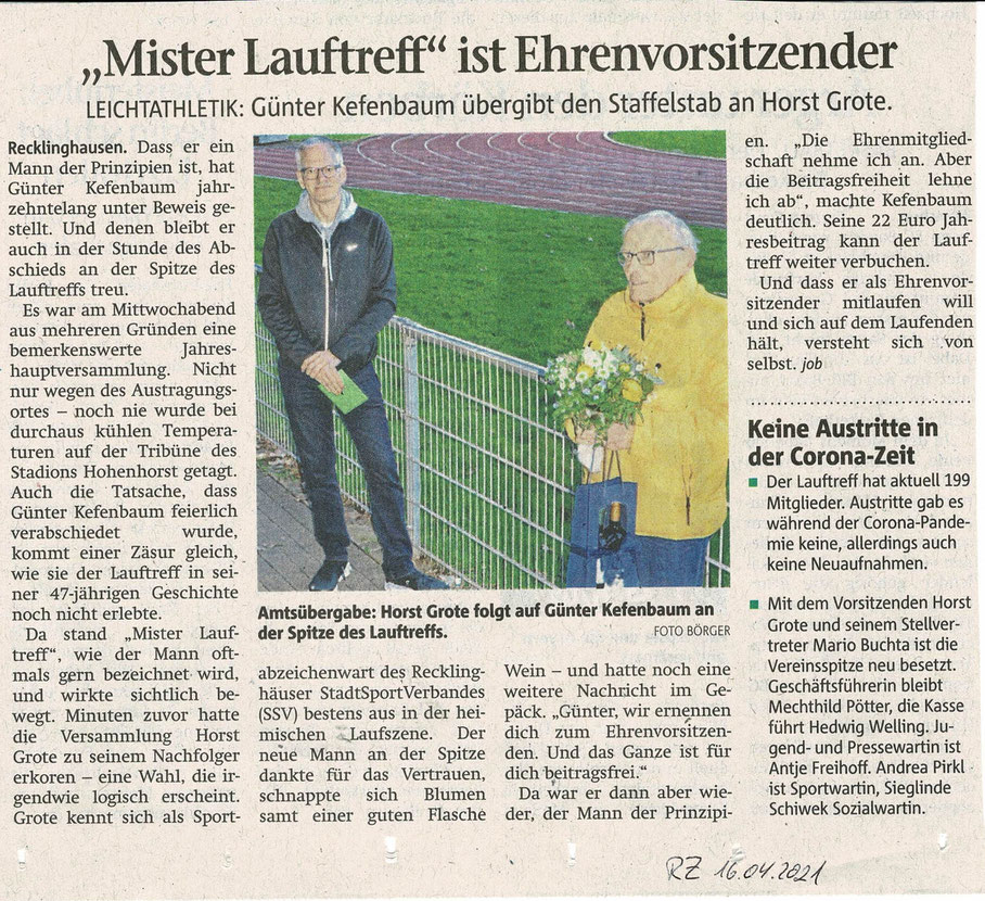 Quelle: Recklinghäuser Zeitung 16.04.2021