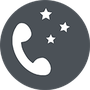 Piktogramm eines Telefonhörers mit Sternen in der Nacht