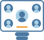 Illustration d'un écran d'ordinateur réunissant des personnes dans le cadre d'une réunion, webinaire, entretien en ligne