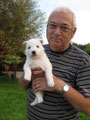 papa met  pup -denk reutje rood
