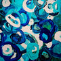 Blue love, 2021, Collage in Acryl-Mischtechnik auf Holz, 30x30x2 cm