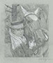 HORSEWOMAN, by A.Molino. Pencil on blue-grey paper, 2005