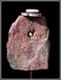 “Torghatten” Felsstückchen mit Loch, zwei weiße Kieselsteine, Olivenastscheibe an Eisenstange befestigt. Sayalonga, im Jahre 2014 Nachträge-Werkverzeichnis