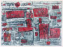 "Die Welt", 2002, Kaltnadelradierung, Aquarellfarbe, 78x108 cm