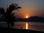 Myanmar. Sonnenuntergang über dem Irrawaddy-Fluß.