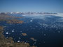 Grönland. An der Ostküste bei Tasiilaq. Blick auf den Kong Oskar Fjord und den Polarstrom.