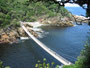 Südafrika. Der Tsitsikamma Nationalpark. Die berühmte Hängebrücke über die Mündung des Storms-River.