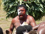 Papua Neuguinea. Provinz East New Britain. Masken-Zeremonie in Kokopo. Einmal im Jahr treffen sich die Einheimischen aus allen Provinzen, um ihre Tänze und Riten aufzuführen. Mit Hilfe der traditionellen Masken sollen die bösen Geister vertrieben werden.