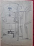 Intérieur d'église, 1952 (dessin, 31 x 21 cm, coll. part. MR)