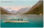 Dampfboot "Sabine II" (Jungfernfahrt Mai 1909) der Planseeschifffahrt. Photochromdruck 9 x 14 cm; Impressum: Purger & Co. München; postalisch befördert 1921.  Inv.-Nr. vu914pcd00088