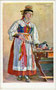 "Grödner Kranzljungfrau" (Brautjungfrau aus dem Grödner Tal, Südtirol). Farbautotypie 9 x 14 cm  nach einem Original von Paula Tiefenthaler, Hall in Tirol (1881-1942). Impressum: Joh(ann). F(ilibert). Amonn, Bozen 1919.  Inv.-Nr. vu914fat00118
