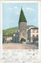 Torre Verde, Eckpfeiler der alten Stadtmauer in Trento/Trient, ehem. Gefürst. Grafsch. Tirol, via Alessendro Manzoni (vorm. del Suffragio) 2. Photochromdruck 9 x 14 cm; Verlag Purger & Co., München; postal. befördert 1902.  Inv.-Nr. vu914pcd00067