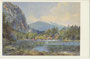 Tristacher See in Tristach, Bzk. Lienz, Tirol mit Badestrand und Gastwirtschaft bei Lienz in Osttirol. Farbautotypie 9 x 14 cm ohne Künstlersignatur, Verlag: August Gander, Kunsthandlung, Lienz um 1930.  Inv.-Nr. vu914fat00155