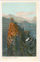 "Sonnenaufgang bei Arco" (Bzk. Riva, Gefürst. Grafsch. Tirol - heute Comunità Alto Garda e Ledro, Provincia Auton. di Trento). Chromolithographie 9 x 14 cm; Entwurf: M(ichael). Zeno Diemer, Verlag Ottmar Zieher, München um 1900.  Inv.-Nr. vu914clg00011