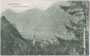 Längenfeld im Ötztal mit Pfarrkirche zur Hl. Katharina gegen Breitlehner Felderkogel (3075 m) im Geigenkamm der Ötztaler Alpen. Lichtdruck 9 x 14 cm; Impressum: Verlag Peter Gstrein, Längenfeld um 1900.  Inv.-Nr. vu914ld00196 