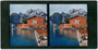 Hafenmole in Torbole (bis 1919 tirolisch, seither Comunità Alta Garda e Ledro), Casa Beust mit Johannes Lietzmann'sche Malschule und Monte Oro. Farbautotypien auf Stereobildkarton 9 x 17 cm; Verlag F.Ph.G. o.O. um 1910.  Inv.-Nr. vu918STfat00001