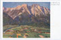 Mils bei Hall, Gbz. Hall in Tirol, Bzk. Innsbruck-Land, Tirol von Süden. Farbautotypie 9 x 14 cm nach Original eines anonymen Künstlers, Impressum: Wagner'sche Universitätsbuchdruckerei, Innsbruck um 1925.  Inv.Nr. vu914fat00057