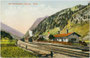 Station Brennerpass der Brennerbahn Innsbruck-Verona unter Führung der k.k. priv(ilegierten). Südbahngesellschaft von Norden. Photochromdruck 9 x 14 cm; Verlag Joh(ann). F(ilibert). Amonn, Bozen 1905.  Inv.-Nr. vu914pcd00301