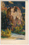 Burg RUNKELSTEIN an der Talfer in Wangen, Gemeinde Ritten: Chromolithographie 9x14cm; Entwurf und Eigenverlag: M(ichael). Zeno Diemer um 1900.  Inv.-Nr. vu914clg00002