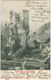 Burgruine Andraz (dt. Buchenstein) im Cordevoletal, Gemeinde Pieve di Livinallongo (heute Livinallongo del Col di Lana). Lichtdruck 9 x 14 cm; Aufnahme und Verlag J(oseph). Gugler, Bozen um 1900; postalisch befördert 1915.  Inv.-Nr. vu914ld00154
