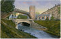 Via Tommaso Gar über die Ponte sul canale dell'Adige vecchio, Passerella (Fußgängerübergang) und Torre Vanga in Trento/Trient. Photochromdruck 9 x 14 cm; Verlag B. Lehrburger, Nürnberg; postalisch befördert 1912.  Inv.-Nr. vu914fld0029