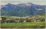 Kaltern im Überetsch, Gbz. Kaltern, Bzk. Bozen, Gefürst. Grafsch. Tirol (heute Bez.gem. Überetsch-Unterland, Südtirol) mit Pfarrkirche Maria Himmelfahrt und Mendelbahn. Photochromdruck 9 x 14 cm; Verlag Joh. F. Amonn, Bozen 1918.  Inv.-Nr. vu914pcd00336