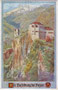 Die Haselburg in Haslach, Stadtgemeinde Bozen. Farbautotypie 9 x 14 cm nach einem Original von Eduard F. Hofecker (1882 Wien -1938 St. Pölten); Verlag Deutscher Schulverein, Wien um 1914.  Inv.-Nr. vu914fat00013