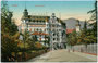 Im Baustil der Neorenaissance errichtetes Hotel "Bristol", Kaiser-Josef-Straße (heute: Laurinstraße), Bozen, ehem. Gefürst. Grafsch. Tirol (hte. Südtirol). Farblichtdruck 9 x 14 cm; Aufnahme: J(osef). Gugler, Bozen 1909.  Inv.-Nr. vu914fld00034