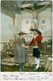 "Tiroler Trachten - Sarntal". Paar im Sonntagsstaat der Frauen und historischer Schützenmontur in Erinnerung an den Volksaufstand 1809. Kombinationsfarbdruck 9 x 14 cm (Souvenirpostkarte); Joh. F. Amonn, Bozen um 1900.  Inv.-Nr. vu914kfd00031