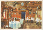 „Vipiteno – Hotel Centrale Posta Vecchia“ / Sterzing – Hotel Zentral Alte Post, getäfelte Gaststube. Farbrastertiefdruck 10 x 15 cm nach einem Entwurf von Aldo Raimondi 1932; Verlag Barabino & Graeve, Milano.  Inv.-Nr. vu914frt00002
