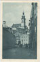 Münzergasse in Hall in Tirol gegen die Herz-Jesu-Basilika (Stiftskirche, seit 1914 Basilica Minor). Rastertiefdruck 9 x 14 cm; Impressum: Verlag G. Moser, Hall in Tirol um 1935.  Inv.-Nr. vu914rtd00033