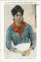 Una Torbolana giovane (Junge Frau aus Torbole). Einladungskarte zum Abonnement für das Jahr 1907 der Velhagen & Klasings Monatshefte. Farbautotypie 9 x 14 cm nach einem Aquarell von Prof. H. Hermann, postalisch befördert 1908.  Inv.-Nr. vu914fat00062