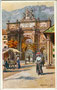 Leopoldstraße bei der Triumphpforte in Innsbruck an einem schönen Herbsttag. Farbautotypie nach einem Original von Eduard Hofecker (1887-1938) ohne Impressum, postalisch gelaufen 1913.   Inv.-Nr. vu914fat00114