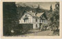 Omnibus der k.k. Automobilpost an der Haltestelle beim "Alpenhotel Fernpass" (vor Umbau eingeschoßig), Gde. Nassereith, Gbz. und Bzk. Imst, Gefürst. Grafsch. Tirol. Lichtdruck 9 x 14 cm, A. Somweber, Ehrwald um 1910.  Inv.-Nr.  vu914ld00038