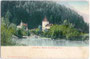 NEUSCHLOSS MATZEN mit Schlossteich, 1880 vom deutschen Verleger Franz von Lipperheide errichtet worden. Farblichtdruck 9 x 14 cm; Impressum: Karl Praxmarer, Handlung, Brixlegg um 1905.  Inv.-Nr. vu914fld00038