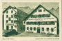 Ehemalige Pension (links) und Brauerei & Gasthof (rechts) "zur Goldenen Glocke" des Karl von Wiesenegg, Untermarkt 9 in der Bezirkshauptstadt Reutte, Tirol. Autotypie 10 x 15 cm ohne Impressum, um 1930.  Inv.-Nr. vu105at00013