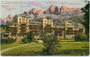 Karerseehotel (heute „Residence Grand Hotel Karersee/Carezza“) in Welschnofen, Gbz. und Bzk. Bozen, Gefürst. Grafsch. Tirol; heute Südtirol und Rosengartengruppe. Photochromdruck 9 x 14 cm o. Urhebernachw., um 1910.  Inv.-Nr. vu914pcd00240