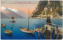 Bootssteg im Hafen der Bezirkshauptstadt Riva, Gefürst. Grafsch. Tirol (1868-1919), heute Riva del Garda, Comunità Alto Garda e Ledro, Provincia auton. di Trento. Photochromdruck 9 x 14 cm; Edition Photoglob, Zürich um 1907.  Inv.-Nr. vu914pcd00332