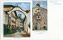 Altes Stadttor und vermutete Stadtburg der Bayerischen Herzöge in Rattenberg, Bzk. Kufstein, Tirol. Zweiteilige Farbautotypie 9 x 14 cm ohne Künstlersignatur, Verlag: Jacob Armütter, Rattenberg in Tirol, C. A. & Cie. 1902.  Inv.-Nr. vu914fat00068