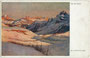 Col di Lana der Fanesgruppe bei Buchenstein (lad. Pieve di Livinallongo, it. Arabba) vor Sprengung am 17.4.1916 um 23:30h durch ein Alpini-Kommando. Farbautotypie 9 x 14 cm, Entwurf: Karl Ludwig Prinz (1875-1944).  Inv.-Nr. vu914fat00110